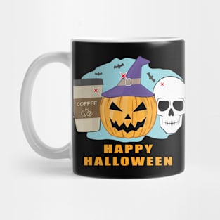 Happy Halloween - Spooky Skull, Pumpkin & Coffee Mug